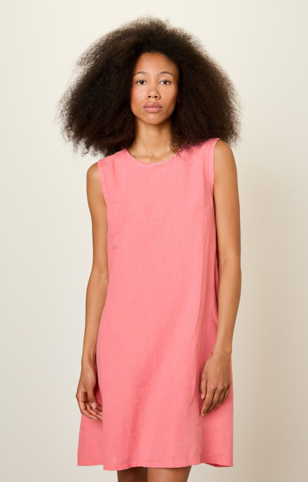 Robe Ficobay d'American Vintage en lin corail, coupe droite sans manches
