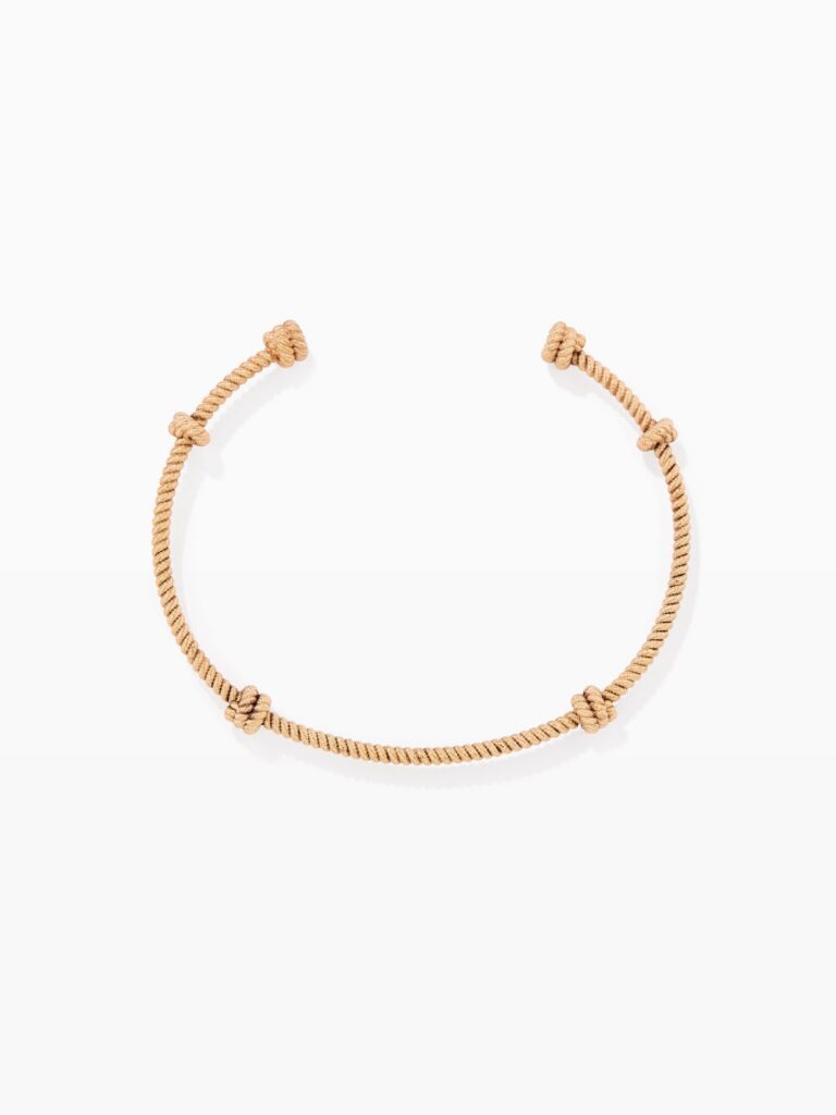 Collier Palazzo d'Aurélie Bidermann, jonc rigide recouvert d'or jaune à torsade fine et petits noeuds