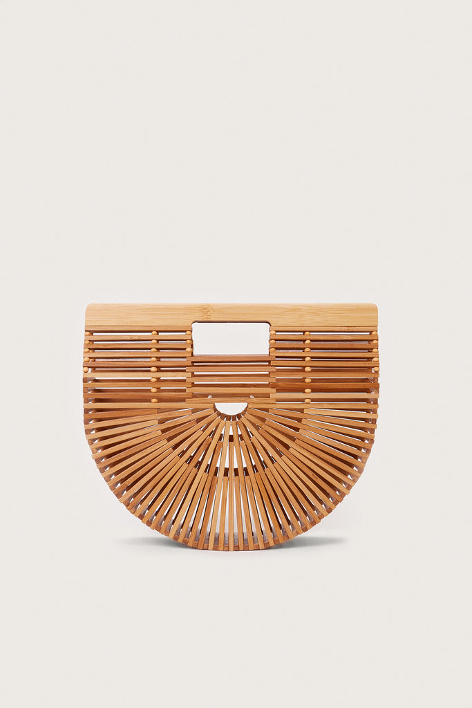 Sac Gaia's Ark small en bambou naturel de Cult Gaia, forme demi-lune ajourée