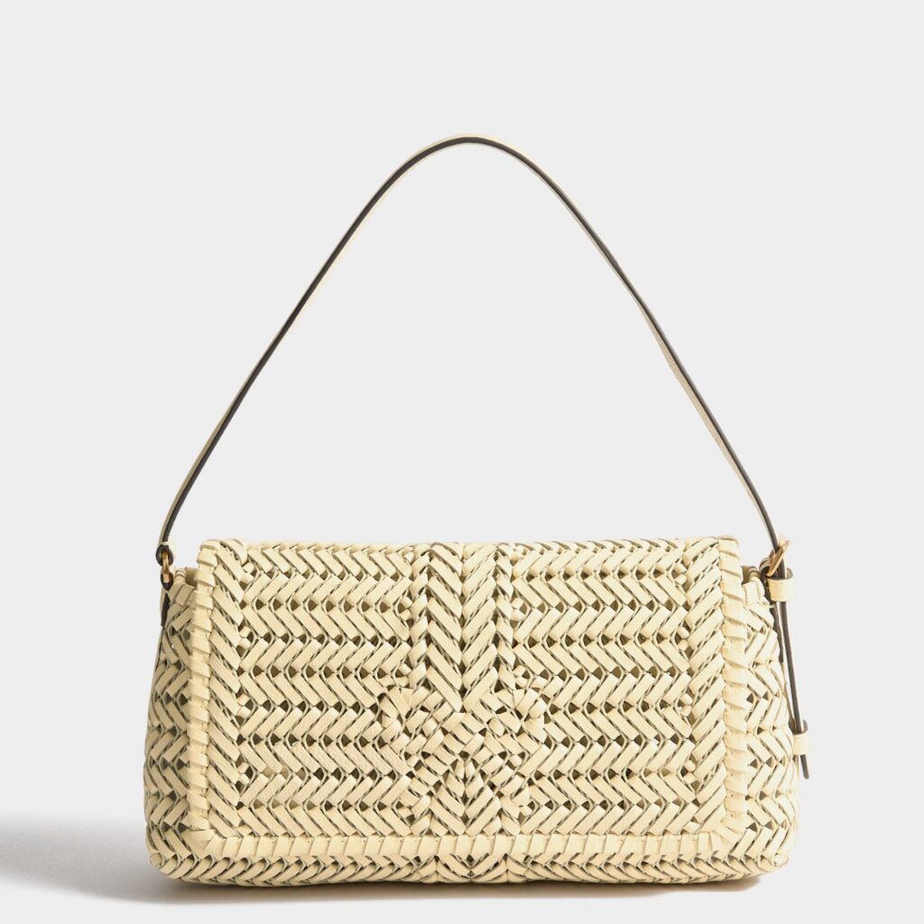 Sac d'épaule Neeson d'Anya Hindmarch en cuir tressé jaune beurre