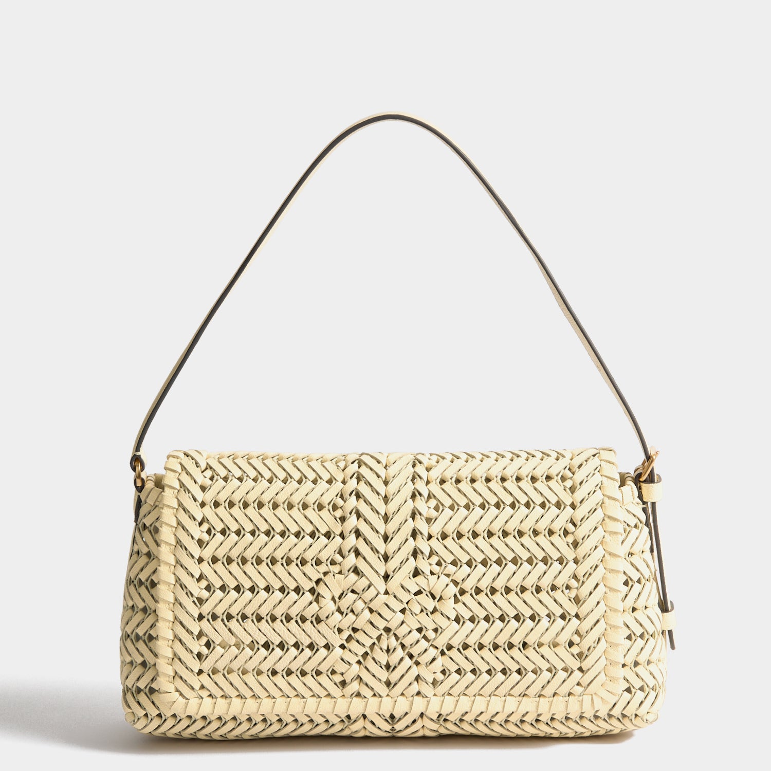 Sac d'épaule Neeson d'Anya Hindmarch en cuir tressé jaune beurre