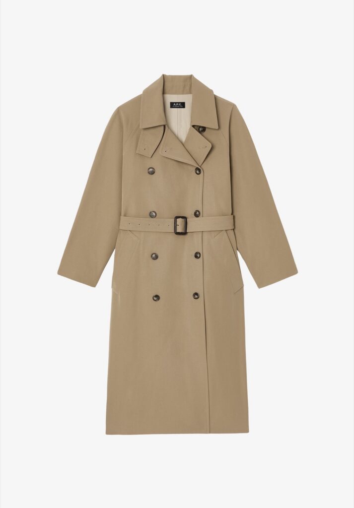 Trench A.P.C. beige sable à boutonnage croisé et ceinture nouée