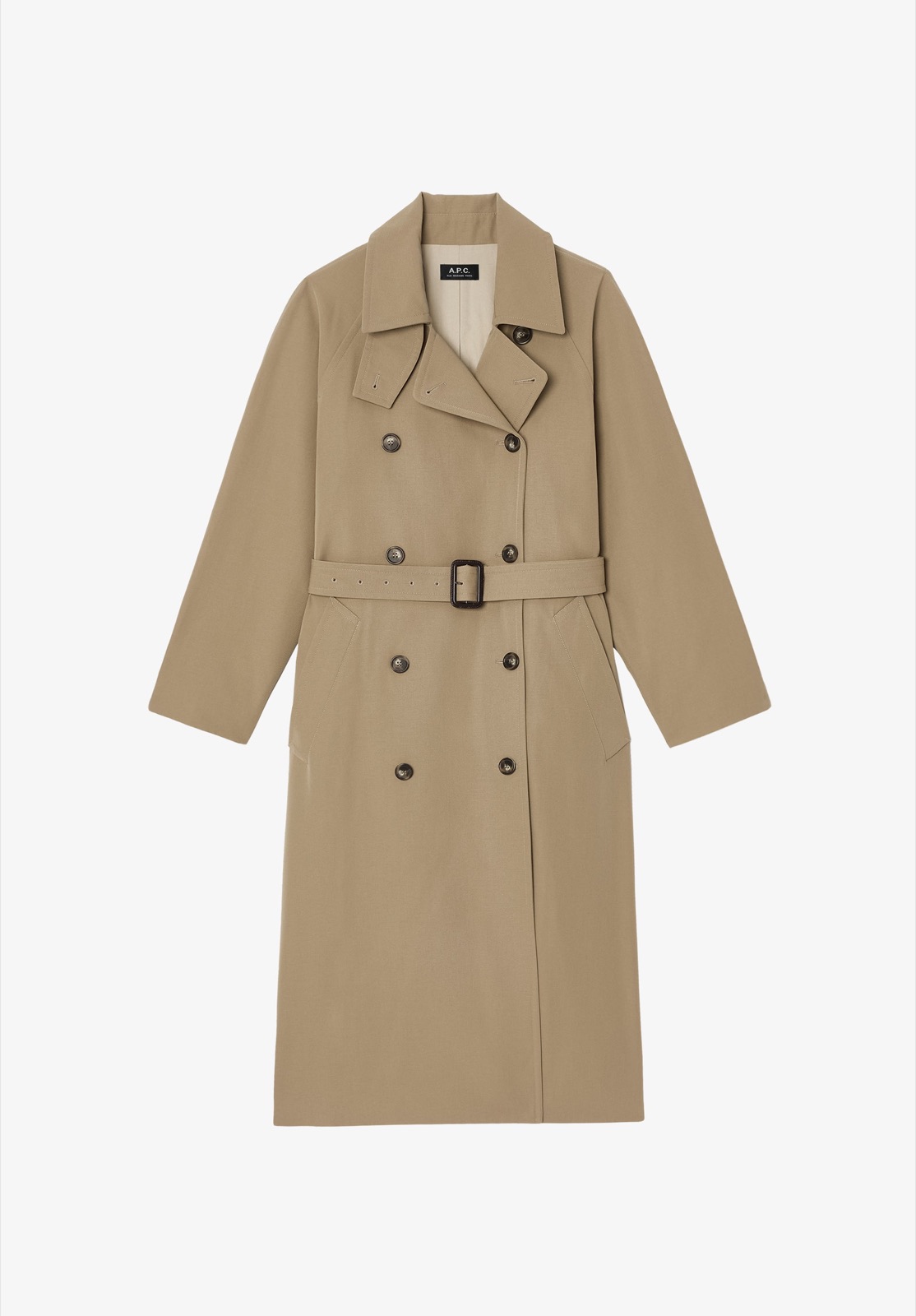 Trench A.P.C. beige sable à boutonnage croisé et ceinture nouée