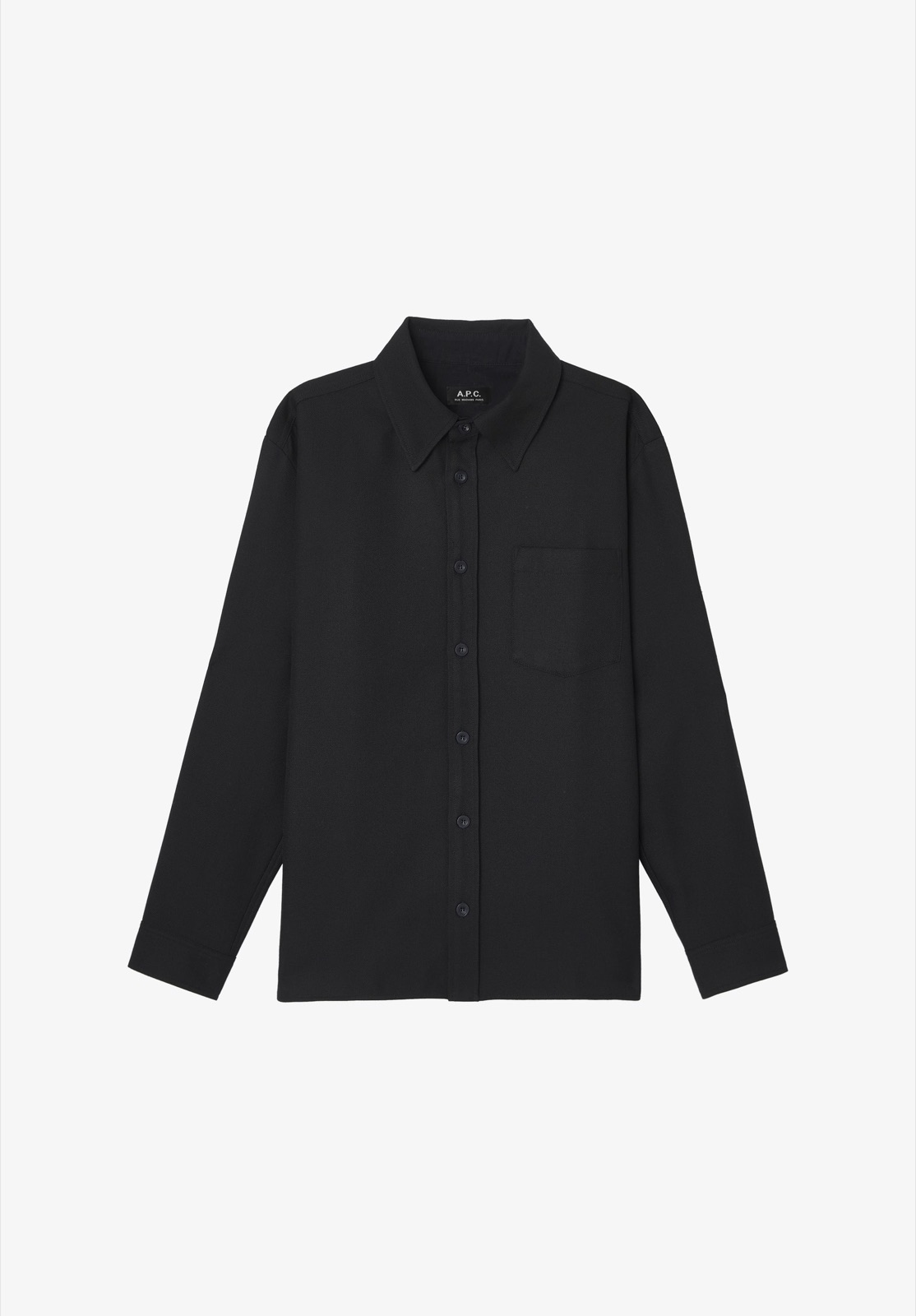 Veste-chemise Malaury A.P.C. en laine noire, col classique et poche poitrine