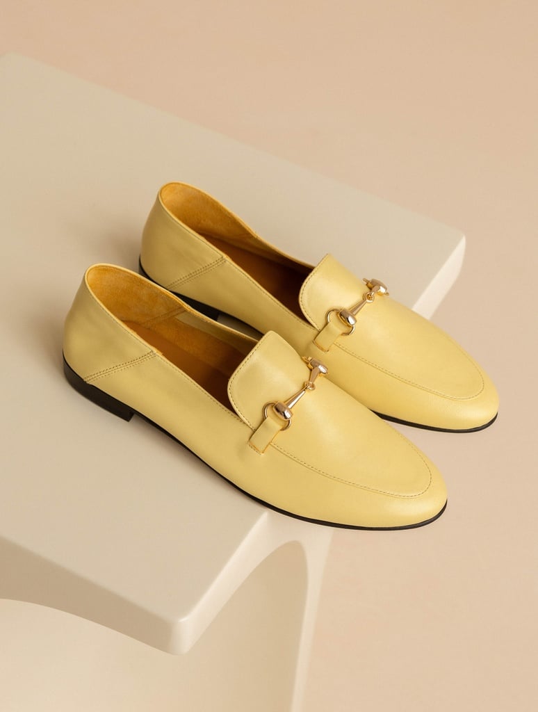 Mocassins Jill de Bobbies en cuir jaune Limonade avec mors doré