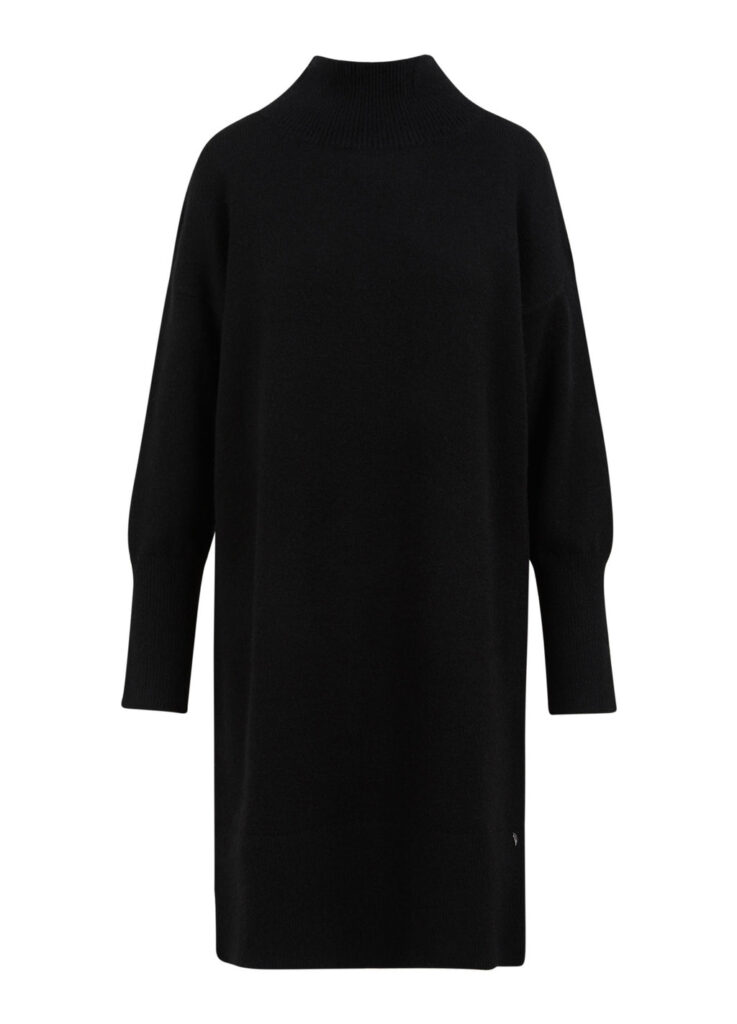 Robe pull en maille noire Knit w. Cut Outs de Coster Copenhagen, col montant et coupe droite