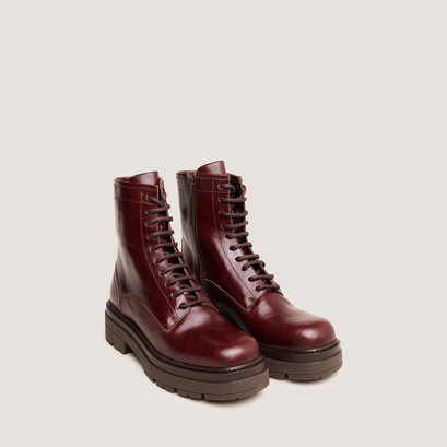 Boots à lacets DICUS de Jonak en cuir brun profond, semelle crantée