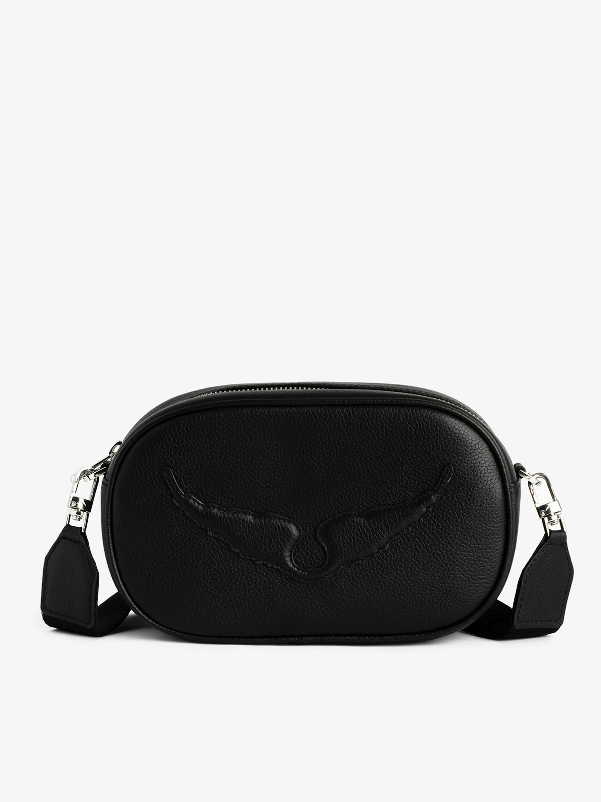 Sac Rock With You camera bag en cuir grainé noir de Zadig&Voltaire, ailes emblématiques et bandoulière réglable
