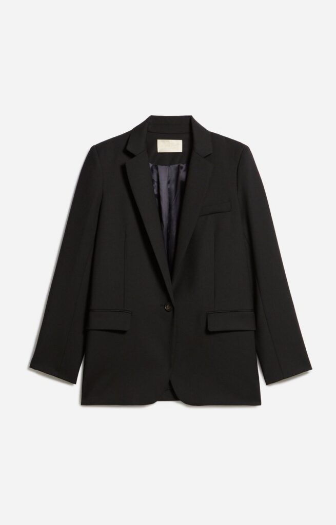 Blazer Tilia bleu nuit en laine de Vanessa Bruno, coupe droite inspirée du vestiaire masculin